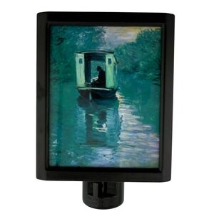 Illuminart Plug In Night Light Monet Water Lilies Art Glass Art Panel‎